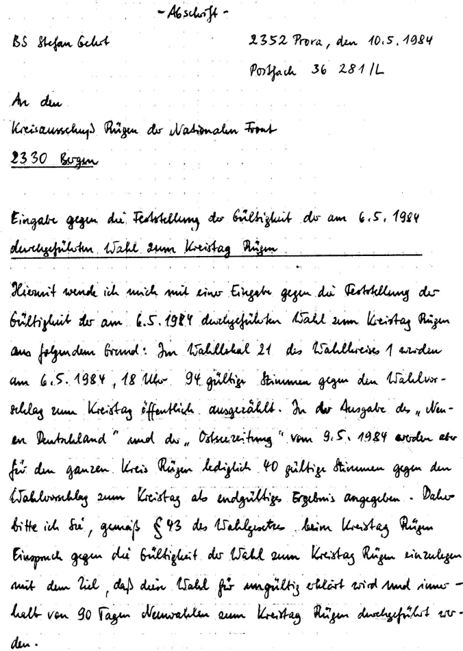 Anfechtung der Kommunalwahl Mai 1984